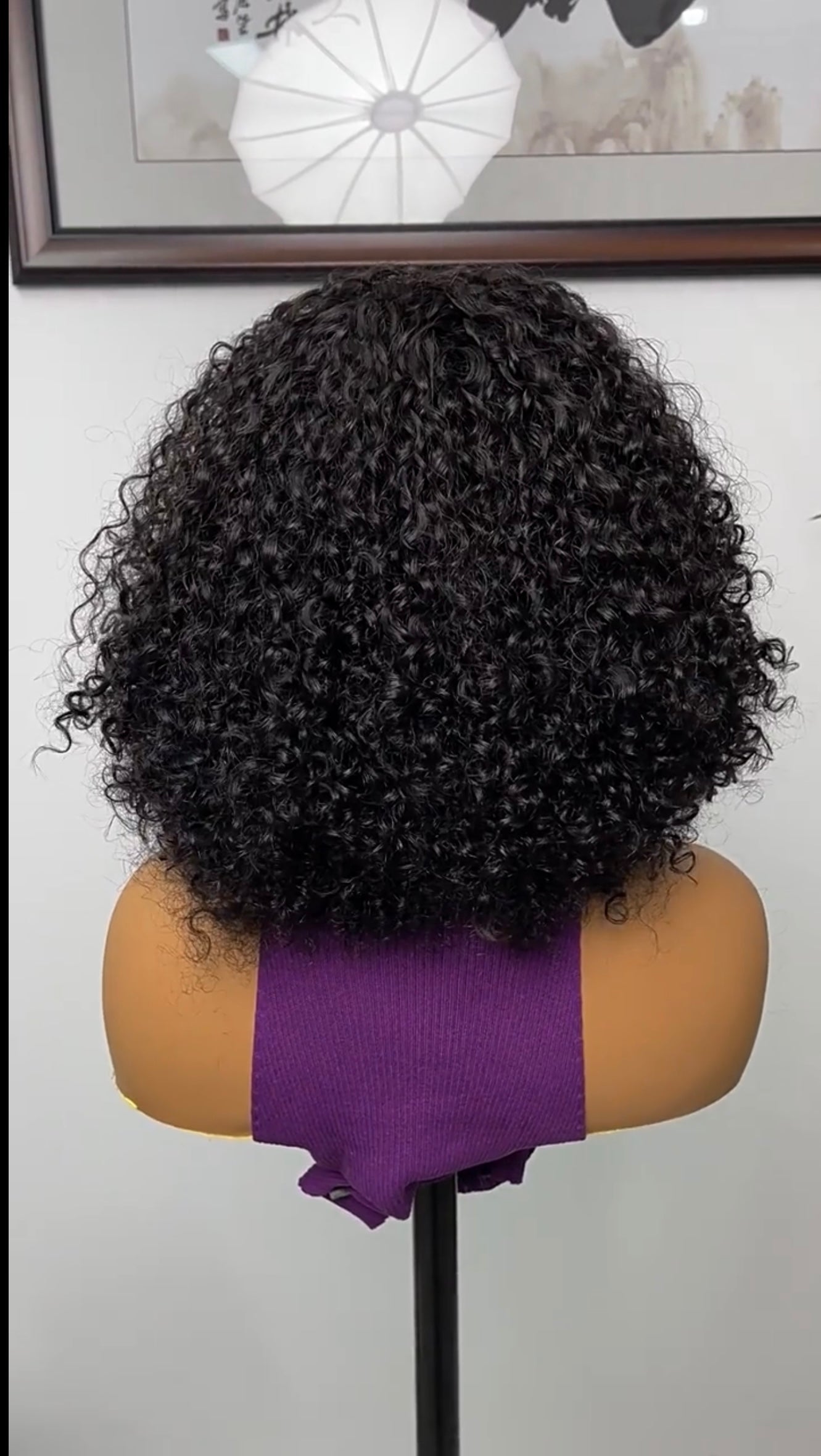 Afro Kinky Curly Wig With Bangs 16inch/250% Density, Non-Lace, Virgin Human Hair